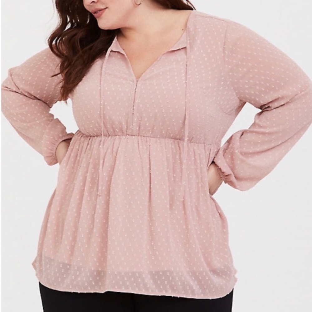 Torrid Blush Balloon Sleeve Blouse - Size 1